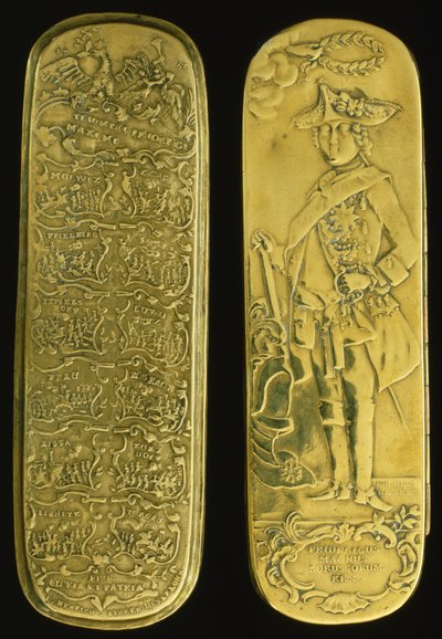 Tobacco box depicting Frederick II and his victories by German School