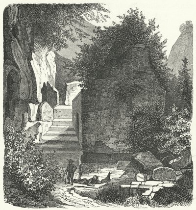 Tomb of the Roman Poet Virgil, Posillipo, Naples (engraving) by German School
