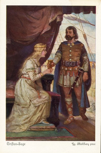 Tristan hands Isolde the love potion by German School