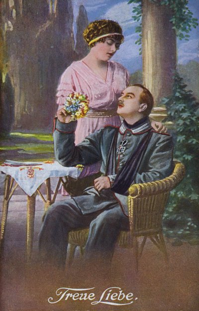 True Love: Wounded German Soldier with His Sweetheart by German School