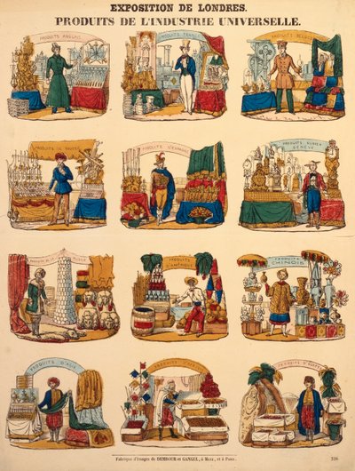 Twelve Exhibition Stands from Various Nations at the Great Exhibition in London, Published by Dambour & Gangel, Metz, 1851 by German School