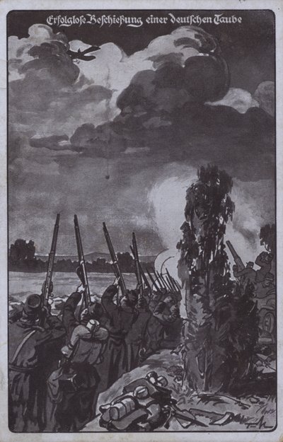 Unsuccessful attempt to shoot down a German aircraft, World War I by German School