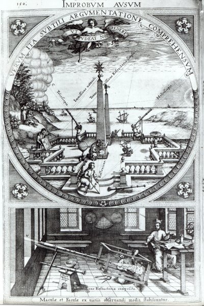 Various Methods of Observing Sunspots, Illustration from Rosa Orsina by Christoph Scheiner, Published 1630 by German School