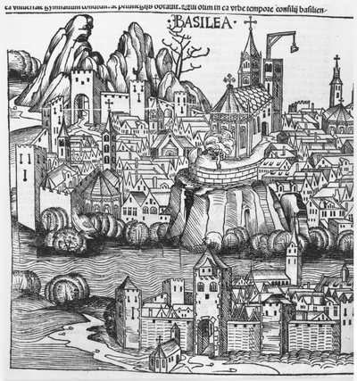 View of Basel (illustration from the Chronicle of Nurnberg by Hartmann Schedel, 1493) by German School