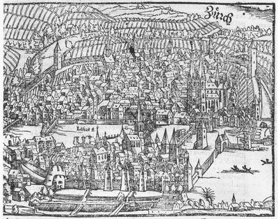 View of Zurich (from Cosmographie Universelle by Sebastien Munster, published 1559) by German School