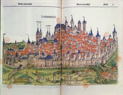 View of the town of Nuremberg, from the Nuremberg Chronicle by Hartmann Schedel, 1493 by German School