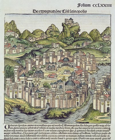 View of the walled city of Constantinople, from the Nuremberg Chronicle by Hartmann Schedel, 1493 by German School