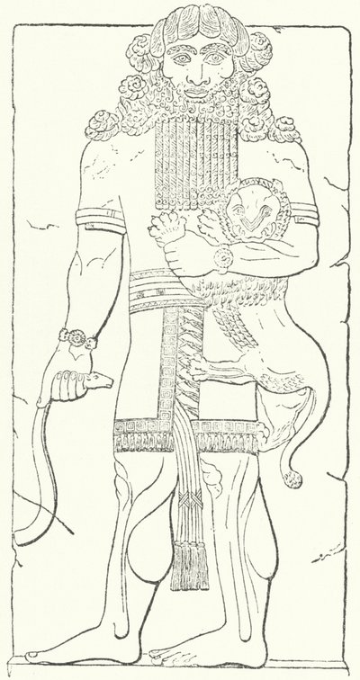 Wall relief of Gilgamesh from the ruins of Dur-Sharrukin, capital city of the Assyrians at the time of King Sargon II by German School