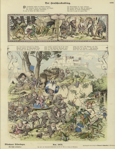 War between Gnomes and Locusts by German School