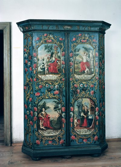Wardrobe decorated with scenes of the four seasons, 1778 by German School