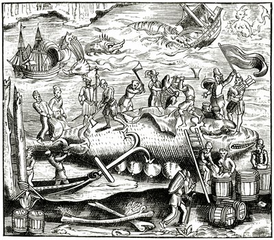 Whale-Fishing, after a Woodcut in Cosmographie Universelle of Munster, Published 1552 by German School