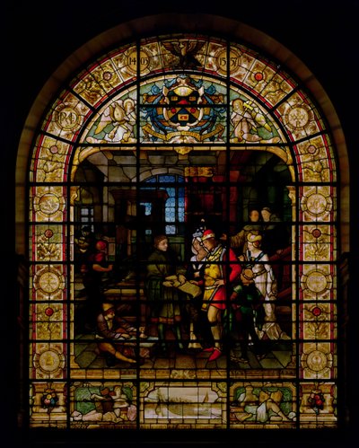 William Caxton Showing his First Printed Book to Edward IV and Elizabeth Woodville by German School