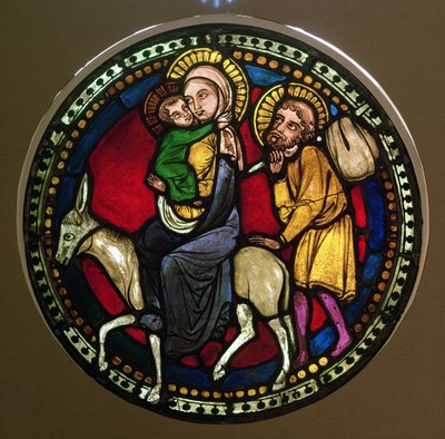 Window depicting the Flight into Egypt by German School