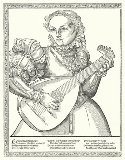 Woman Playing a Lute by German School