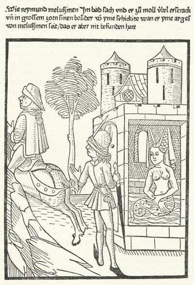 Woodcut depicting a scene from the legend of Melusine by German School