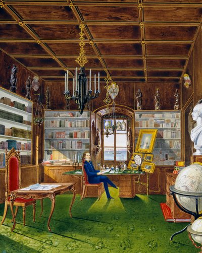 The Library in Villa Lazarovich, Trieste Residence of Maximilian of Habsburg by Germano Prosdocimi