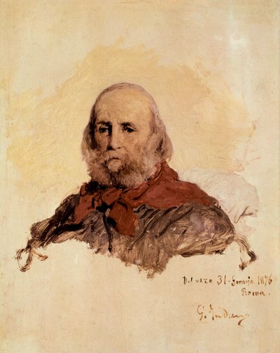 Italian Unite: portrait of Giuseppe Garibaldi (1807-1882), Italian patriot. Work by Gerolamo (Girolamo) Induno (1825-1890) by Gerolamo Induno