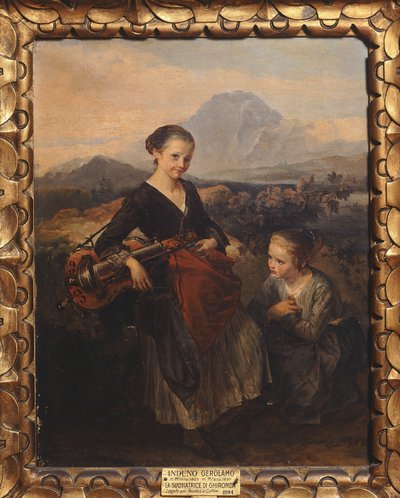 The Woman Playing the Hurdy Gurdy by Gerolamo Induno