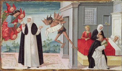 St. Catherine of Siena Intercedes with Christ to Release the Dying Sister Palmerina from her Pact with the Devil by Gerolamo di Benvenuto