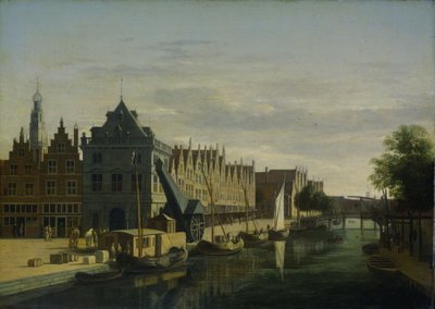 De Waag (Weighing House) and Crane on the Spaarne, Haarlem by Gerrit Adriaensz Berckheyde