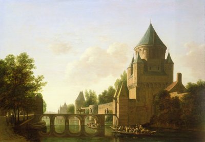 Evening View of the Kleine Houtpoort in Haarlem by Gerrit Adriaensz Berckheyde
