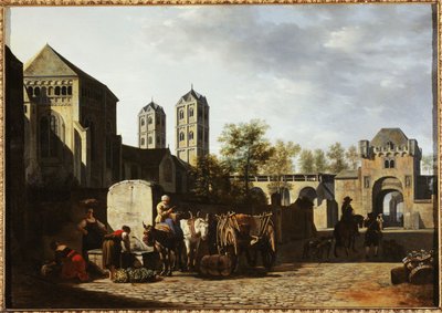 Public fountain and St. Gereon