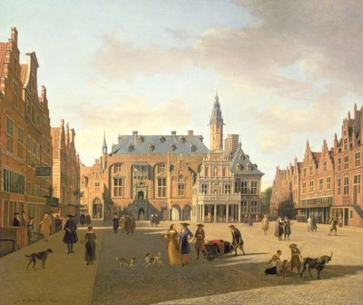 The Market Place with the Raadhuis, Haarlem by Gerrit Adriaensz Berckheyde