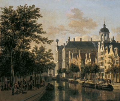 The Nieuwezijds Voorburgwal with the Flower Market, Amsterdam by Gerrit Adriaensz Berckheyde