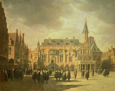 View of the Town Hall in the Market Square of Haarlem by Gerrit Adriaensz Berckheyde
