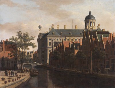 The Nieuwezijds Voorburgwal with the Flower and Tree Market in Amsterdam by Gerrit Adriaenszoon Berckheyde