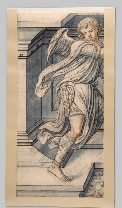 Angel. Fragments of Cardboard for the Stained Glass Window in the West Facade of Joris van Egmond (Bishop of Utrecht 1535-1559) for the Saint Bavo Church in Haarlem by Gerrit Boels (workshop of)