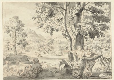 Tree-Rich Landscape with a Shepherd, a Man, and a Woman by Gerrit Grasdorp (possibly)