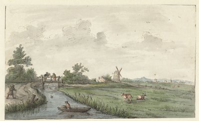 Landscape with a Ditch and a Country Road by Gerrit Grasdorp (possibly)