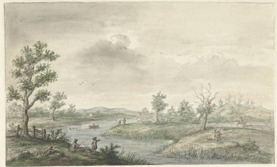 Landscape with Winding River and Anglers by Gerrit Grasdorp (possibly)