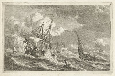 Ships in Distress by a Rocky Coast (Various Ships on the Water) by Gerrit Groenewegen