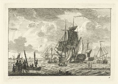 Seascape with Various Ships Various Ships on the Water (series title) by Gerrit Groenewegen
