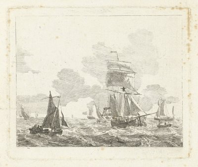Sailing Ships on Rough Water by Gerrit Groenewegen
