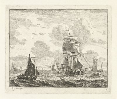 Sailing Ships on Rough Water by Gerrit Groenewegen