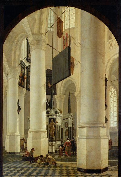 Interior of the Nieuwe Kerk in Delft with the Tomb of William the Silent by Gerrit Houckgeest