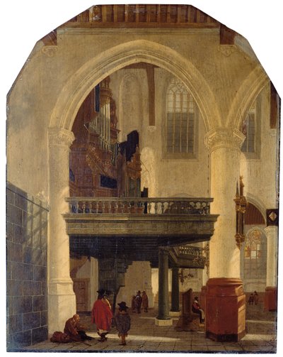 The West End of the Oude Kerk, Delft, from the Southern Aisle to the North with the Organ Loft by Gerrit Houckgeest
