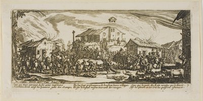 Plundering and Burning a Village, plate seven from The Large Miseries of War by Gerrit Lucasz van Schagen