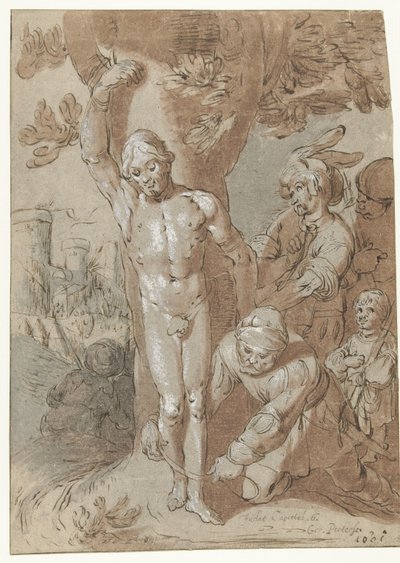 Achior Tied to a Tree by Gerrit Pietersz. Sweelink