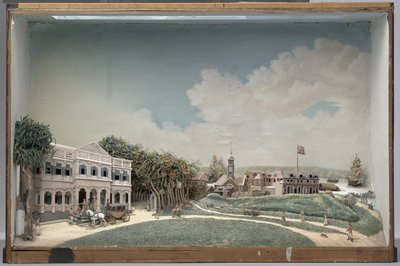 Diorama of Government Square in Paramaribo by Gerrit Schouten