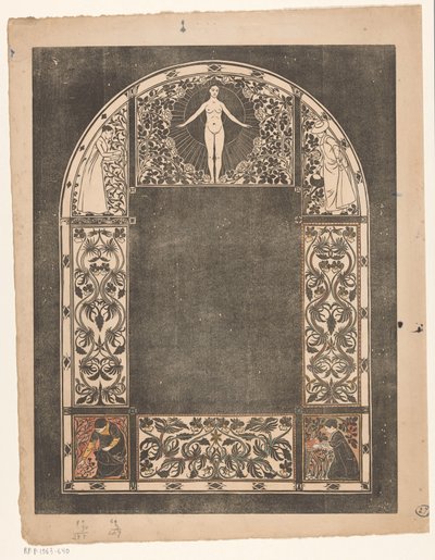 Design for the frame of a calendar for 1901 with women and flowers by Gerrit Willem Dijsselhof