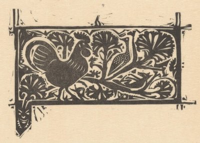 Title Head with a Rooster and Animals Hidden in Bushes by Gerrit Willem Dijsselhof