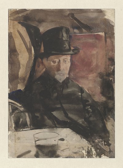 Seated Man with Top Hat in a Café by Gerrit Willem Dijsselhof