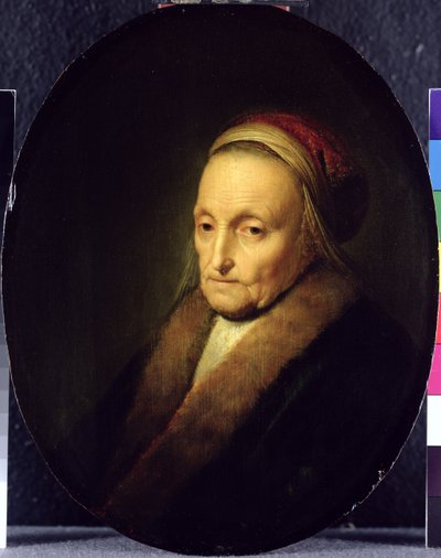 Head of an Old Woman with a Fur Collar by Gerrit Dou