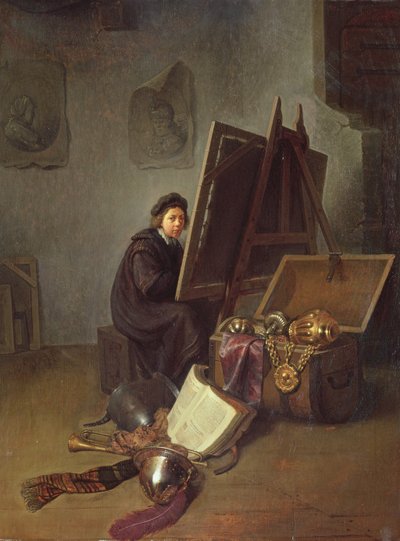 Portrait of the Artist at His Easel in His Studio by Gerrit Dou
