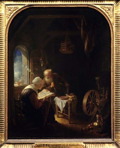 Reading the Bible or Anne and Tobie by Gerrit Dou