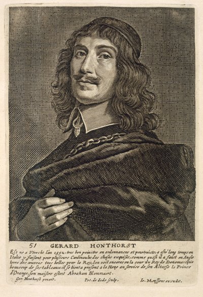 Self Portrait, engraved by Johannes Meyssens by Gerrit van Honthorst